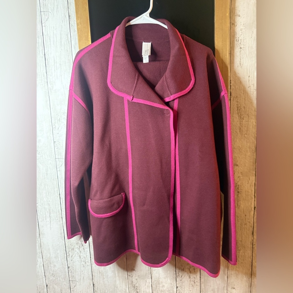 Marla Wynne Collection Purple/Pink Suit/Jacket L Midi Skirt M Stretch Suit